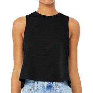 NEW Women's Black Crop Racer Back Tank Top
